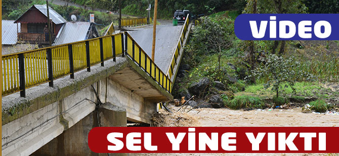 Söğütlü deresinin yükselmesi ile tarihi bir köprü yıkıldı. VİDEO
