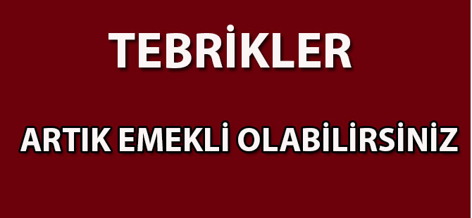 Tebrikler artık emekli olabilirsiniz