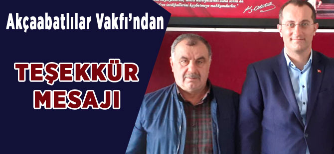 Vakıf'tan Teşekkür