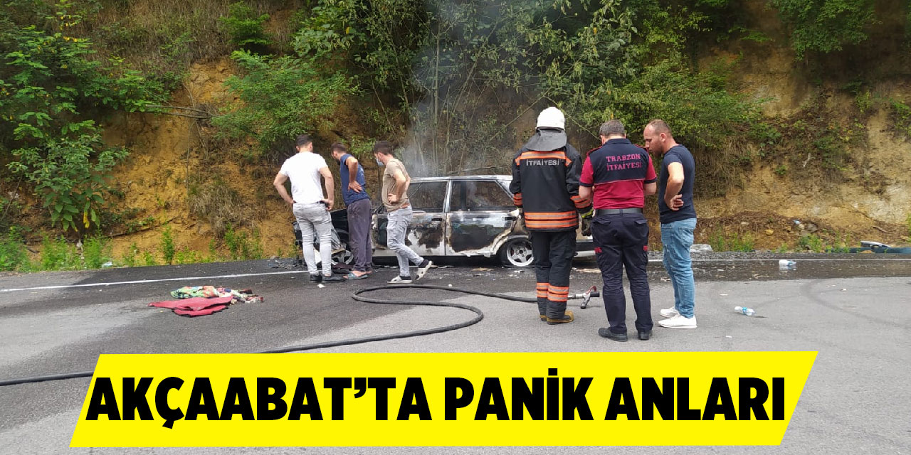 Akçaabat’ta Araç Yandı