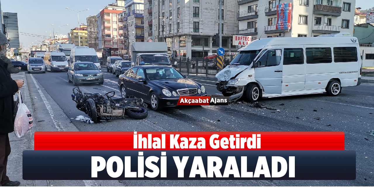 Minibüs Polis Motoruna Çarptı, 1 Yaralı