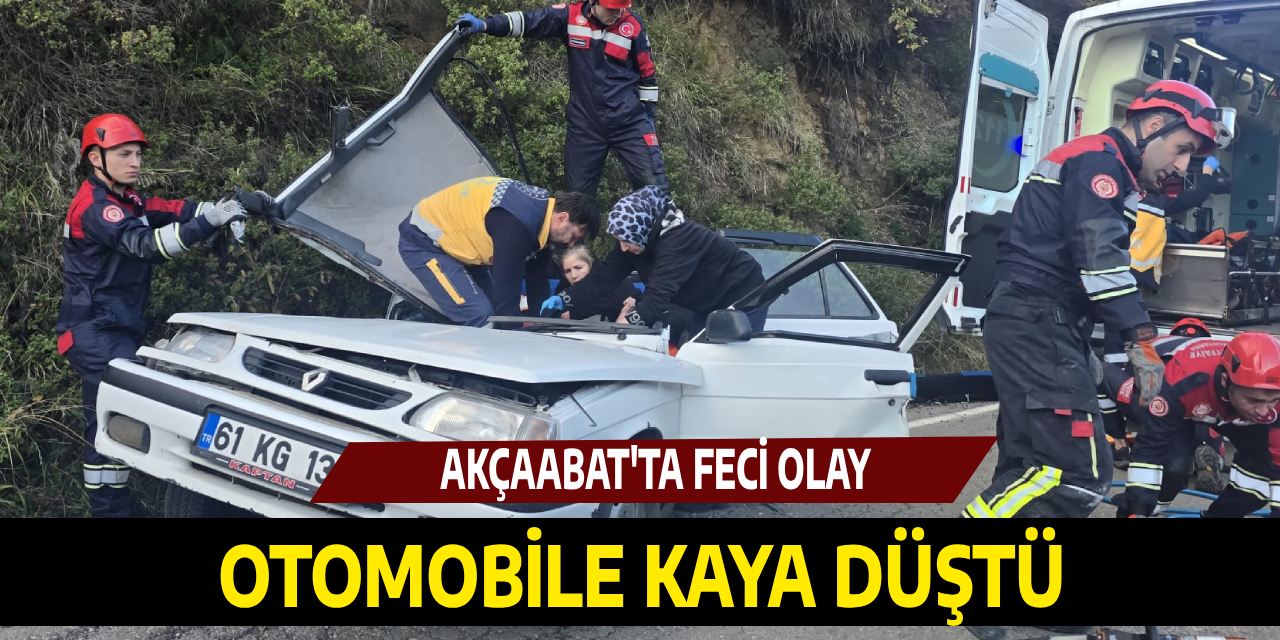 Araç Üzerine Kaya Düştü