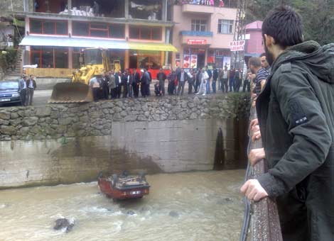 Doğanköy'de Araç Dereye Uçtu