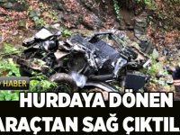 Hurdaya Dönen Araçtan Sağ Kurtuldular