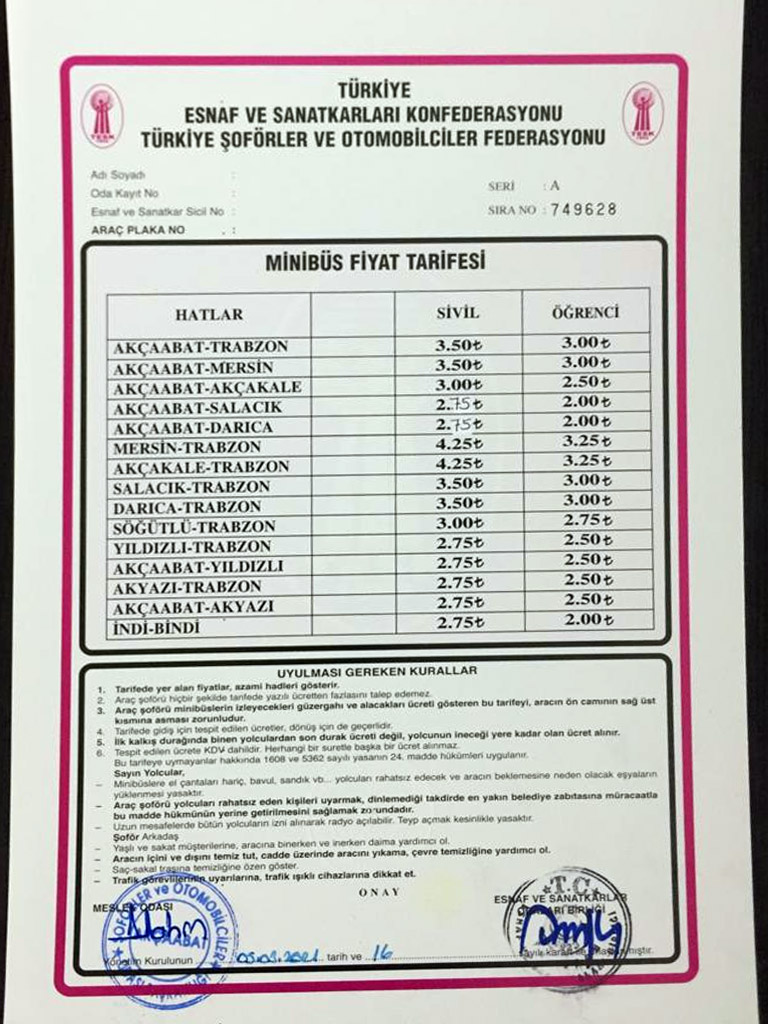 akcaabat ta ulasima zam