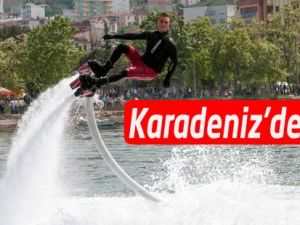 Akçaabat'ta Flyboard gösterisi